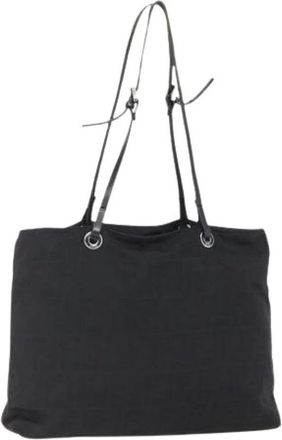 Fendi Pre-owned Shoulder Bags, female, Black, Size: ONE SIZE Pre-owned Canvas Shoulder Bag