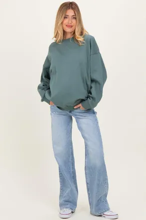 Pinkblush Lightly Distressed Maternity Wide Leg Jeans in Light Blue at Nordstrom, Size 28 29