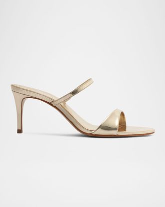 Schutz Jessica Leather Mid-Heel Mule Sandals