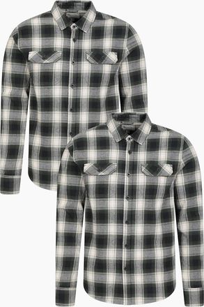 Mountain Warehouse Mens Mountain Warehouse Mens Trace Flannel Shirt (Pack of 2) - Green - Size: 46/Regular