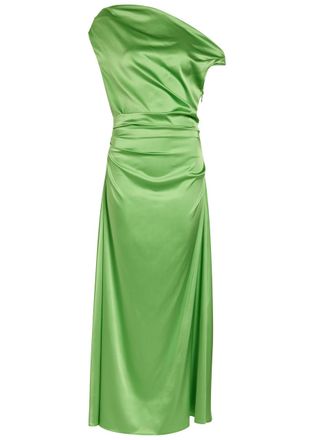 Staud Phare Draped Stretch-silk Maxi Dress - Green - 2 (UK6 / XS)