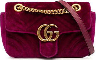 Gucci Borsa a spalla GG Marmont piccola matelassé in velluto 2016-2020 - Viola
