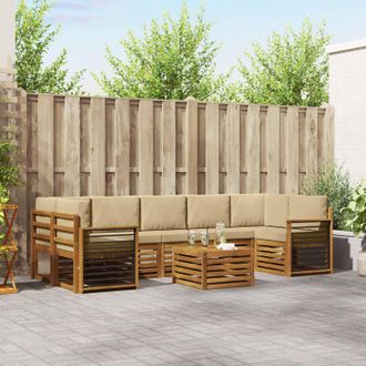 vidaXL Vidaxl Set Di Divani Da Esterno 8 Pz Naturale E Beige