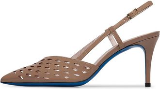 Loriblu Slingback geometrisch in poeder lak - Dames - Pumps - Beige - 40 EU - Leer - Schoenen