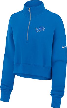 Nike Detroit Lions Phoenix Nike Womens NFL Cropped 1/4-Zip Crew in Blue | 01N945A9J-LST