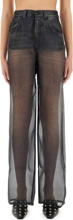 Haikure Wide-Fit Black Organza Overlay Pants