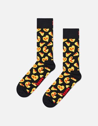 Happy Socks Womens Pizza Love Socks, Black - Size: 5.5/5/3.5/4/4.5/7/6.5/6/3