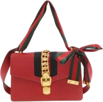 Gucci Pre-owned Shoulder Bags, female, Red, Size: ONE SIZE Pre-owned Sylvie Leather Shoulder Bag