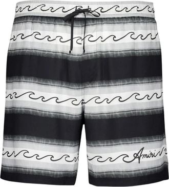 Amiri Gestreepte Wave Baja Shorts - Heren - Korte Broeken - Zwart - M - Polyester - Korte Broeken