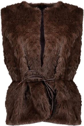 Geisha Gilet im fur & belt - Dames - Jassen - Bruin - Maat: L Poliester