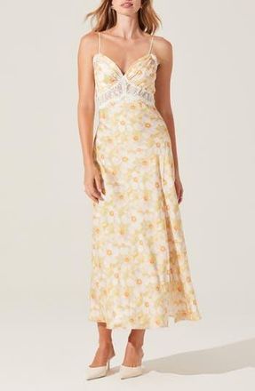 ASTR the Label Ivanna Floral Slipdress in Yellow Green Floral at Nordstrom Rack, Size X-Small