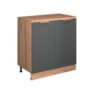 Vicco Armario De Cocina Para Techo Inclinado R-line, Antracita-oro, 80 Cm Sin Inclinaci&oacute;n Con 2 Puertas, Vicco