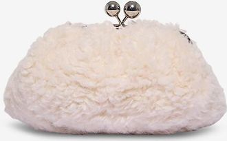 Max Mara Pl&uuml;sch-Schultertasche Pasticcino Micio