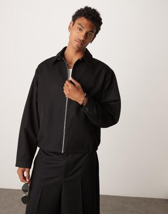 Asos Giacca stile blouson oversize elegante nera in coordinato-Nero