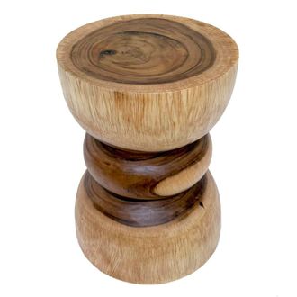 NATYAL Mesa auxiliar taburete de madera maciza forma redonda d.30 x 40cm