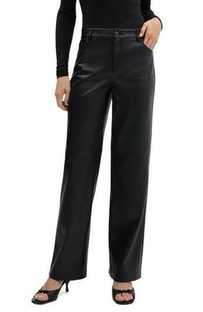 Mango Faux Leather Wide Leg Pants in Black at Nordstrom Rack, Size 10