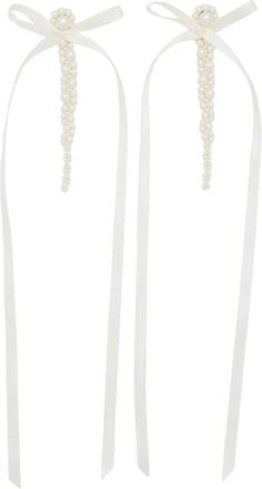Simone Rocha Earrings, female, White, ONE SIZE, Bow Ribbon Drip Earrings