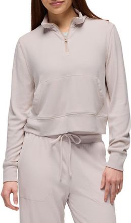 Prana Willow West Crop Half-Zip Sweatshirt in Almond at Nordstrom, Size X-Large