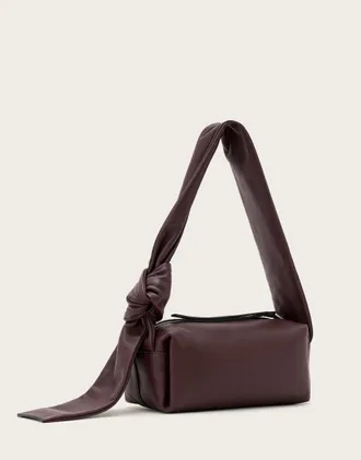 AllSaints Effie borsa a spalla in pelle con nodo bordeaux-Rosso