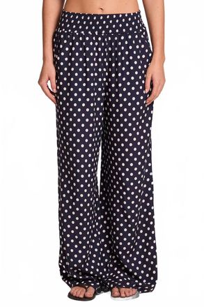 Chaser Blair Polka Dot Wide Leg Trousers In Navy