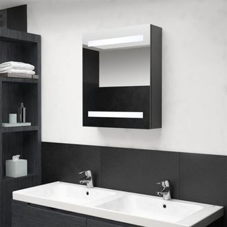 Berkfield Home LED Bathroom Mirror Cabinet Grey 50x14x60 cm | Size: 50 x 14 x 60 cm