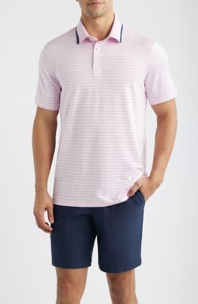 G/Fore Stripe Mesh Polo in Blush at Nordstrom, Size Xx-Large