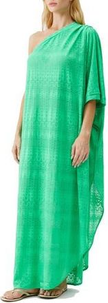 Melissa Odabash Savannah One-Shoulder Cover Up Kaftan in Green at Nordstrom Rack, Size X-Small
