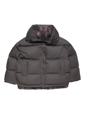 Acne Studios zip plaid jacket - women - Nylon/Recycled Duck Down/Recycled Duck Feathers/Polyester - S - Grey