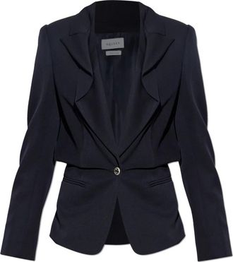 Alexander McQueen Jassen, Dames, Blauw, M, Wol, Folded Lapel Single-Breasted Jacket