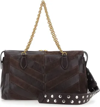 Valentino Garavani Womens Shoulder Bag Panthea Medium Brown Leather Lambskin