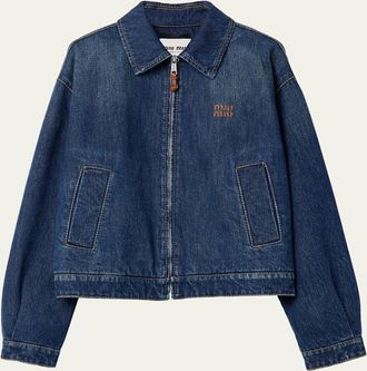 Miu Miu Oversized Zip-Up Denim Jacket