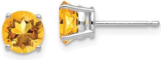 Diamond2Deal 14k White Gold 6mm Citrine Earrings