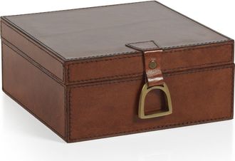 Zodax Chadwell Leather Decorative Box in Tan/Gold at Nordstrom Rack
