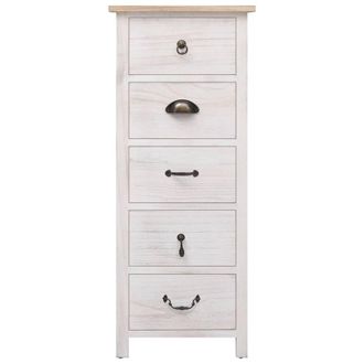 Berkfield Home Side Cabinet 35x25x87 cm Paulownia Wood in White | Size: 35 x 25 x 87 cm