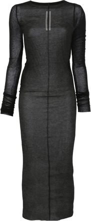 Rick Owens Abito midi a coste con maniche lunghe - Nero