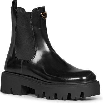 Prada Womens Ankle Boots Brushed Black Leather Calf