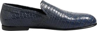 Dolce & Gabbana Exotische Leren Instappers - Heren - Schoenen - Blauw - Maat: 42 EU Leer