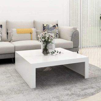 vidaXL Mesa De Centro Madera Contrachapada Blanco 100x100x35 Cm Vidaxl