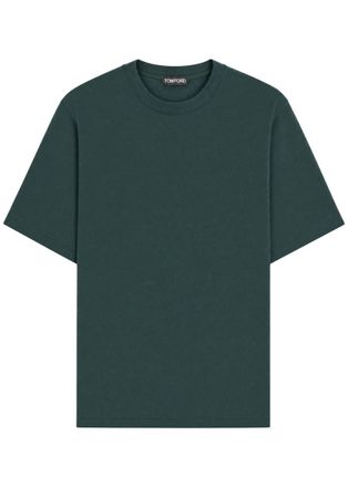 Tom Ford Logo-embroidered Cotton T-shirt - Green Dark - 52 (IT52 / XL)