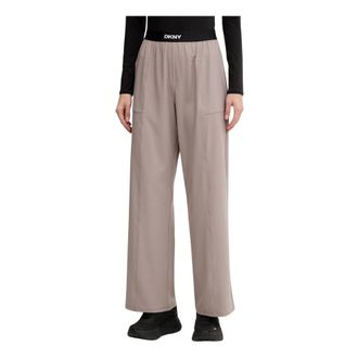 DKNY Dkny, Broeken, Dames, Grijs, M, Polyester, Wijde broek