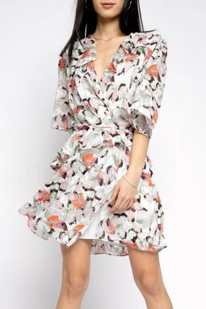 Iro Carlina Mini Dress In Mixed Green Print