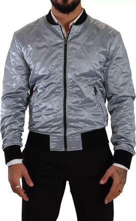 Dolce & Gabbana Light Blue Bomber Coat Men Mens Jacket