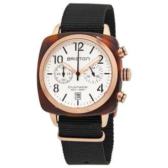 Briston Clubmaster Chronograph Quartz White Dial Mens Watch 17140.PRA.T.2.NB