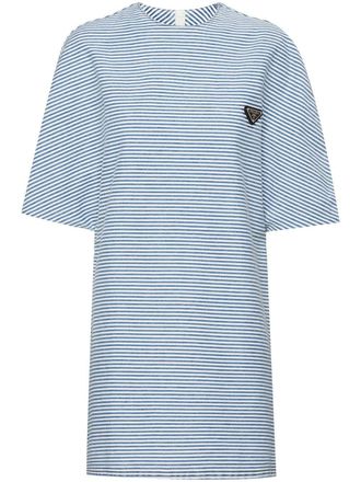 Prada Abito denim a righe - Blu