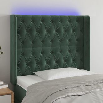 vidaXL Cabecero Con Led De Terciopelo Verde Oscuro 93x16x118/128 Cm Vidaxl