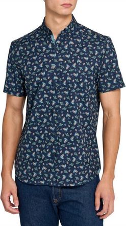 ConStruct Pine Cone Woven Short Sleeve Basic in Navy/green at Nordstrom, Size Xx-Large