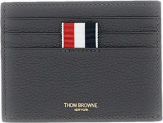 Thom Browne Grey Pebbled Leather Card Holder