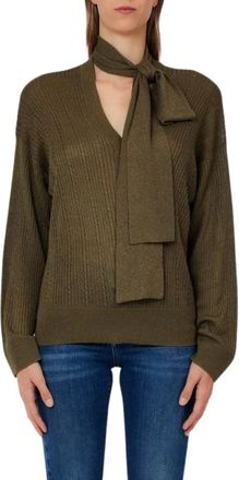 Liu Jo ECS Chiusa V-neck Truien - Dames - V-hals truien - Groen - S - Polyester - Truien & Vesten
