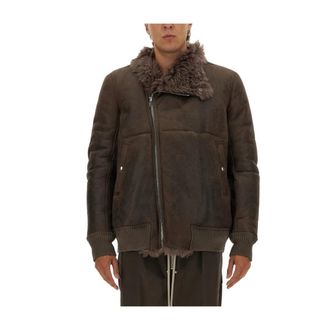 Rick Owens Lamsvel en Shearling Jas - Heren - Leren en Su&egrave;de Jassen - Grijs - M - Jassen