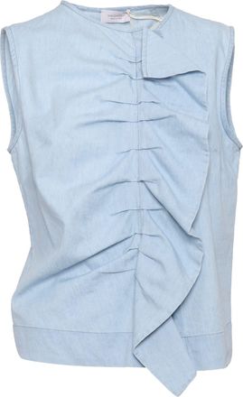 Mazzarelli Barbara Denim Blouse With Ruffles